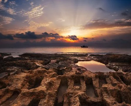 Sunset over the Sea Stock Photos