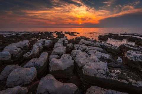 Sunset Over the Sea Stock Photos
