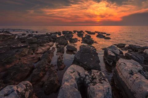 Sunset Over the Sea Stock Photos