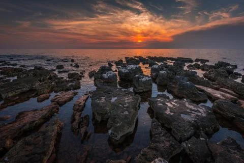 Sunset Over the Sea Stock Photos