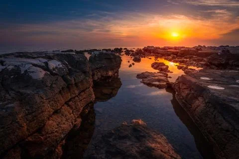 Sunset Over the Sea Stock Photos