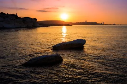 Sunset over sea Stock Photos
