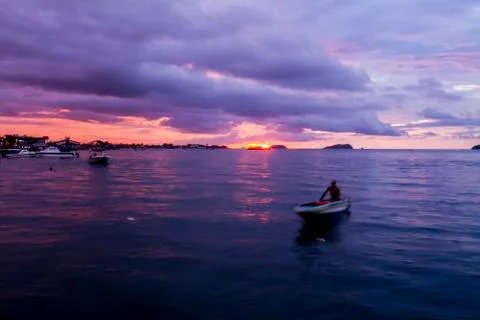 Sunset over the sea Stock Photos