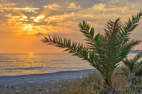 Sunset over the sea Stock Photos