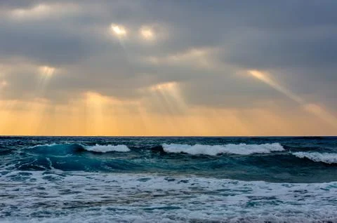 Sunset over the sea Stock Photos