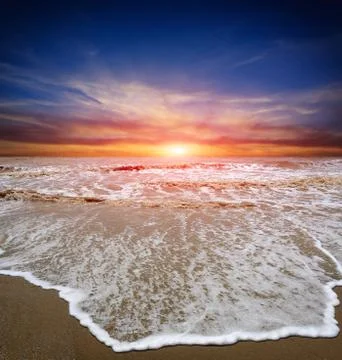 Sunset over sea Stock Photos
