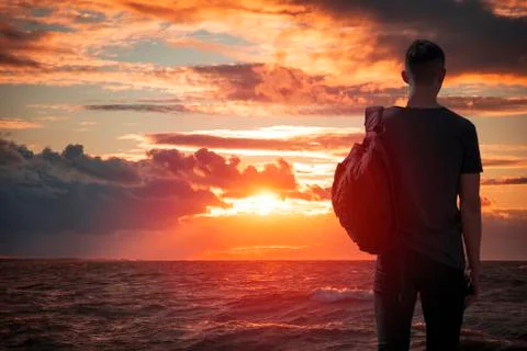 Sunset over the sea Stock Photos
