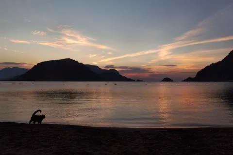 Sunset over the sea Stock Photos