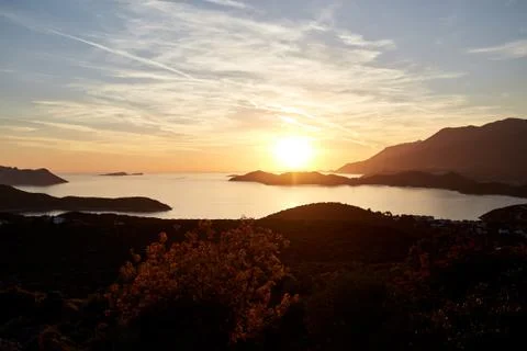 Sunset over the sea Stock Photos