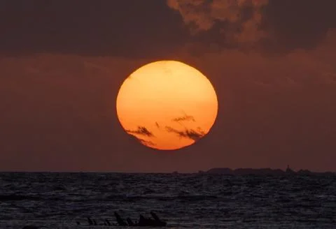 Sunset over the sea. Stock Photos