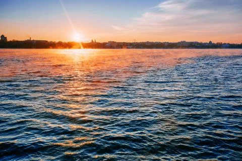 Sunset over sea Stock Photos