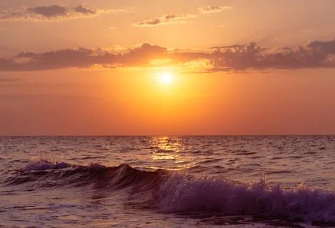 Sunset over sea. Stock Photos