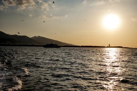 Sunset over sea Stock Photos