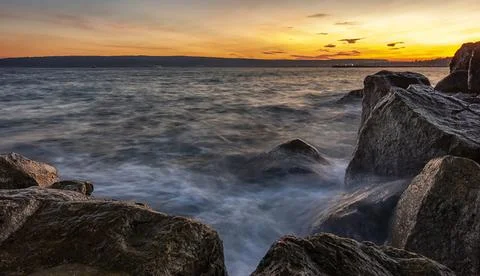 Sunset over the sea. Stock Photos