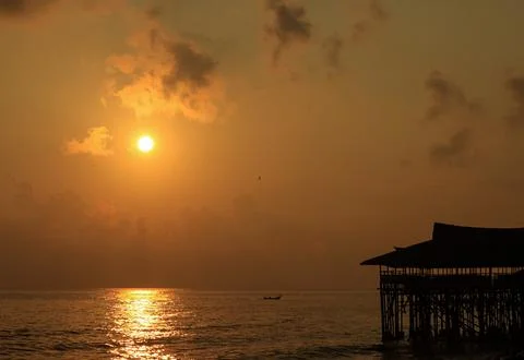 Sunset over the sea 스톡 사진
