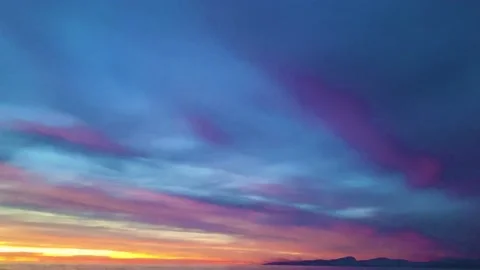 Sunset Over the Sea, Red Sunset. Stunning Dusk Over the Tyrrhenian Sea. Stock Footage 236287215