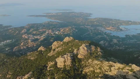 Sunset over the sea seen from a mountain Stock Footage 231813341