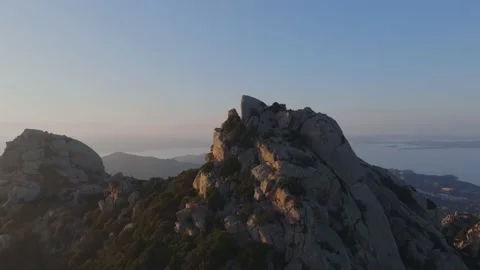Sunset over the sea seen from a mountain Stock Footage 231814150