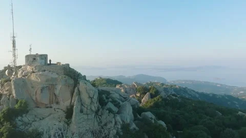 Sunset over the sea seen from a mountain Stock Footage 231815131