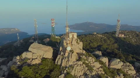 Sunset over the sea seen from a mountain Stock Footage 231815437