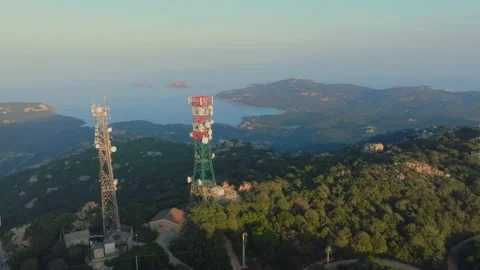 Sunset over the sea seen from a mountain Stock Footage 231815565