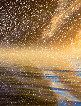 Sunset over the sea with snow Stock Illustration