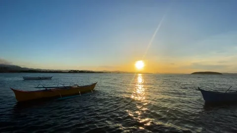 Sunset over the sea surface in Philippines. Stock Footage 253618491