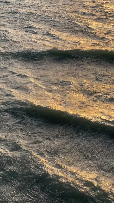 Sunset over the sea, textured waves Stock Footage 278820329