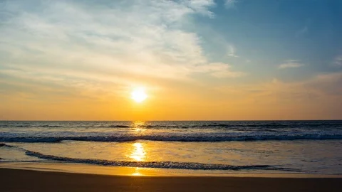 Sunset over the sea time-lapse Stock Footage 114683110
