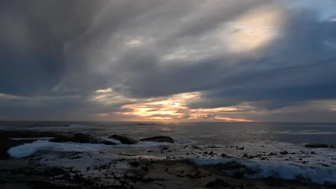 Sunset over sea time lapse Stock Footage 156543479