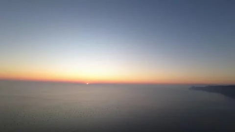 Sunset over the sea. Time lapse. drone flight Stock Footage 263199645
