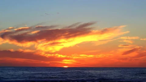 Sunset over sea waves 4K Fast motion Stock Footage 256063844