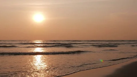 Sunset Over Sea Waves Stock-Footage 82290535