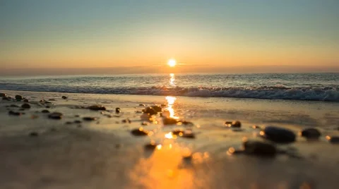 Sunset Over the Sea in Winter Stock Footage 67463750