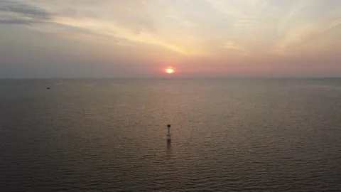Sunset over seascape at light house. Stock Footage 149194969