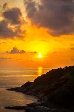 Sunset over the seascape Stock Photos