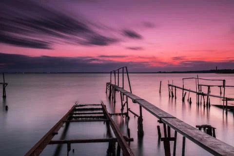 Sunset over the seashore Stock-Fotos