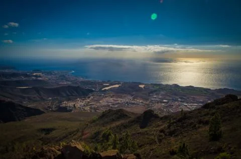 Sunset over seaside Stock Photos