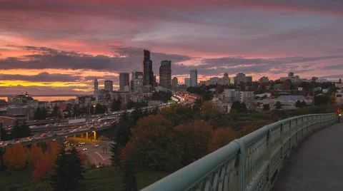 Sunset over Seattle Stock Footage 44066058