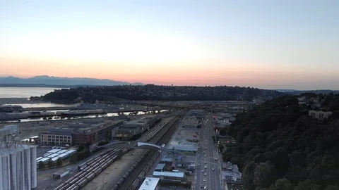 Sunset over Seattle Industry 스톡 동영상 98218583