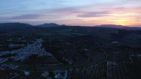 Sunset over Setenil de las Bodegas, Spain Stock Footage 240309694