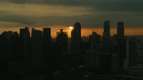 Sunset over Singapore Stockbeeldmateriaal 218586314
