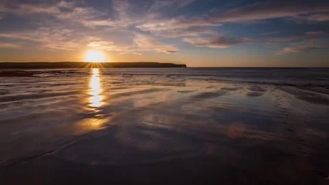 Sunset over Skaill Bay Below Skara Brae in Sandwick Orkney 4K Time lapse Stock-Footage 253322990
