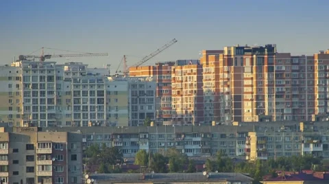 Sunset over the skyline of city Stock Footage 67307447