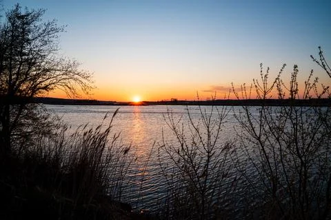 Sunset Over A Small Lake Фото
