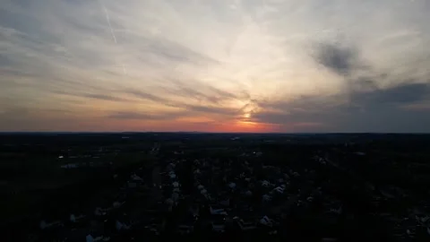 Sunset over a Small Pennsylvania Town Stock Footage 291911068