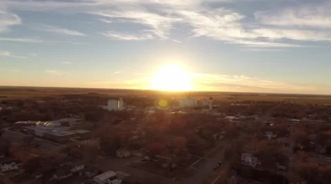 Sunset over a small town Video stock 44407737