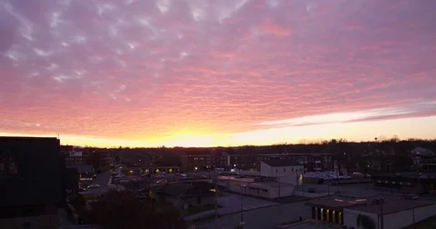 Sunset Over Small Town Stock Footage 84101217