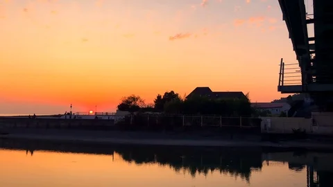 Sunset over a small town Stock Footage 118217214