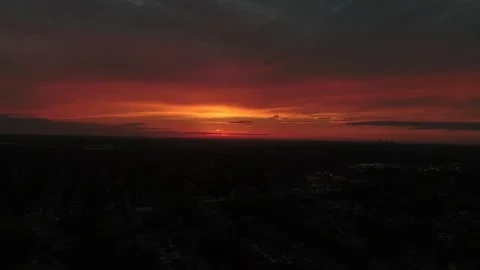Sunset Over a Small town Stock Footage 222876314